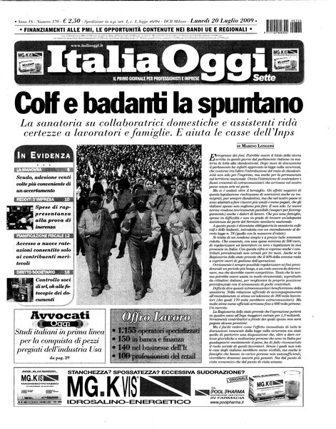 Italia oggi : quotidiano di economia finanza e politica